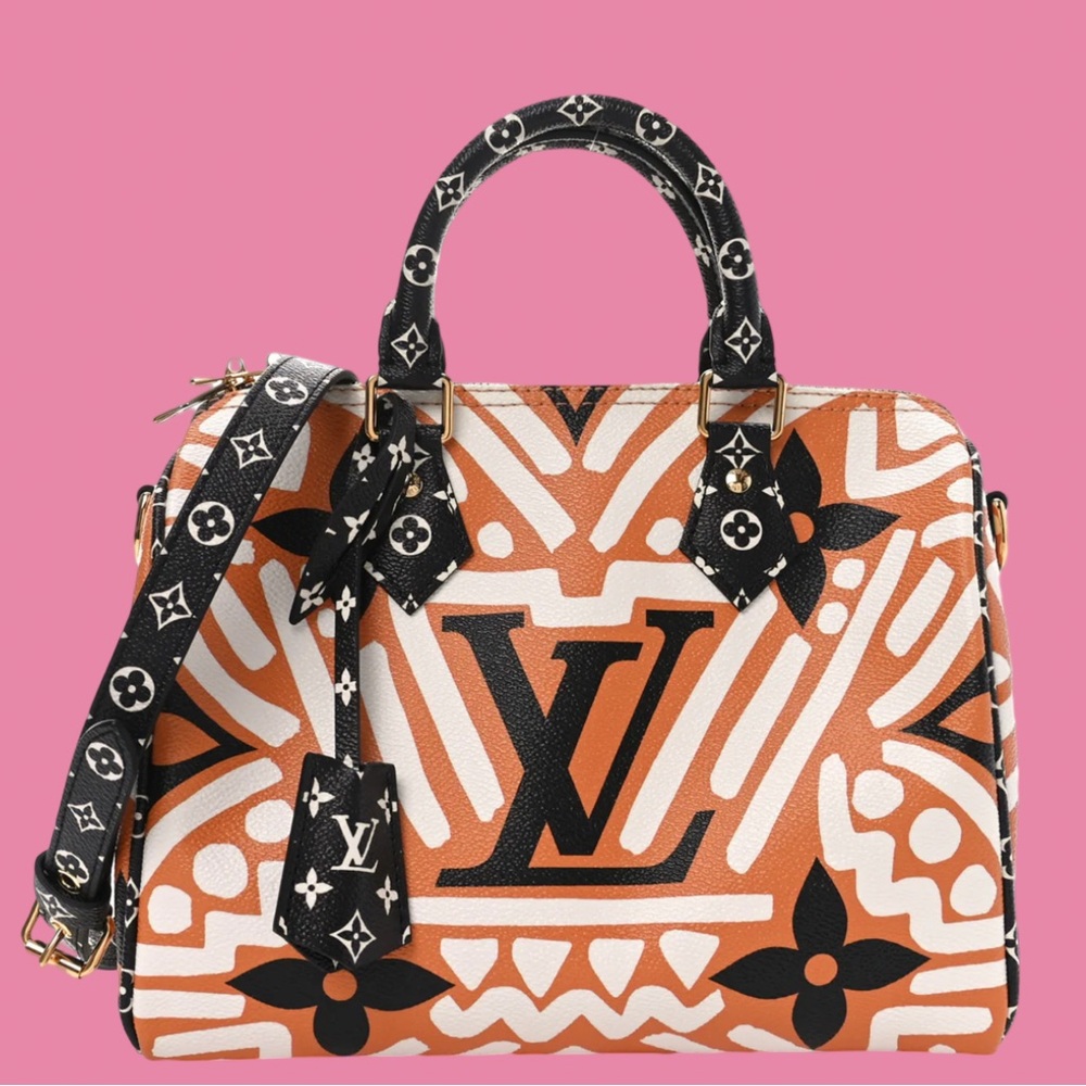 Louis Vuitton Monogram Giant Crafty Speedy Bandouliere 25 Creme Caramel